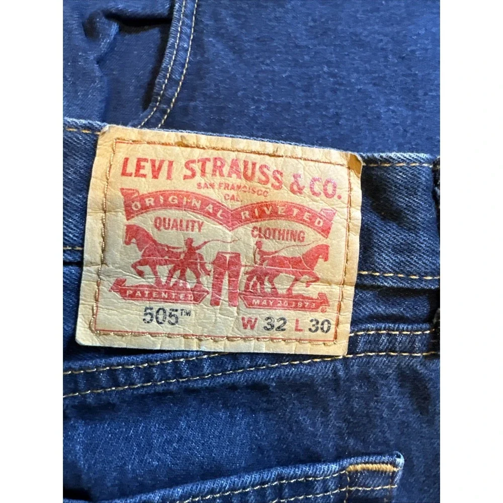 Levi's 505 Jeans Men's 32x30 Dark Wash Regular Fit Straight Leg Denim Pants